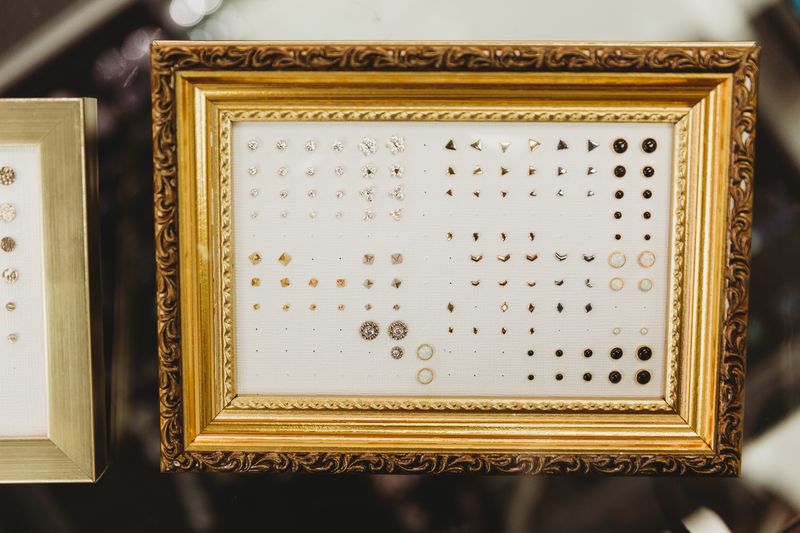 Jewelry displayed in the studio